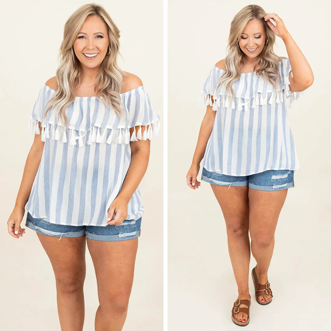 Confident In You Top, Ivory-Navy