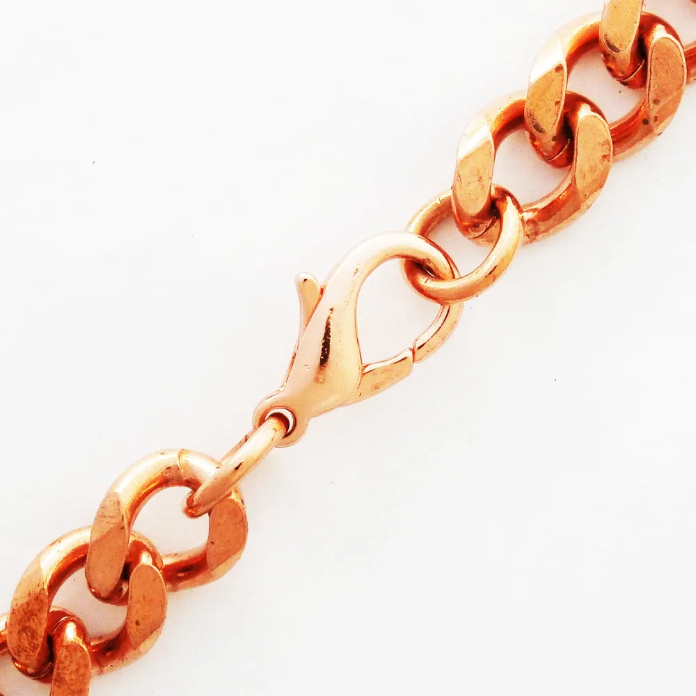 Copper Necklace Chain Set For Men Heavy Duty 24 Curb Chain Necklace And Matching Bracelet SET7924