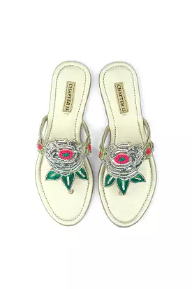 Embroidered Mukaish Chappals | Jhill Mill Gulab