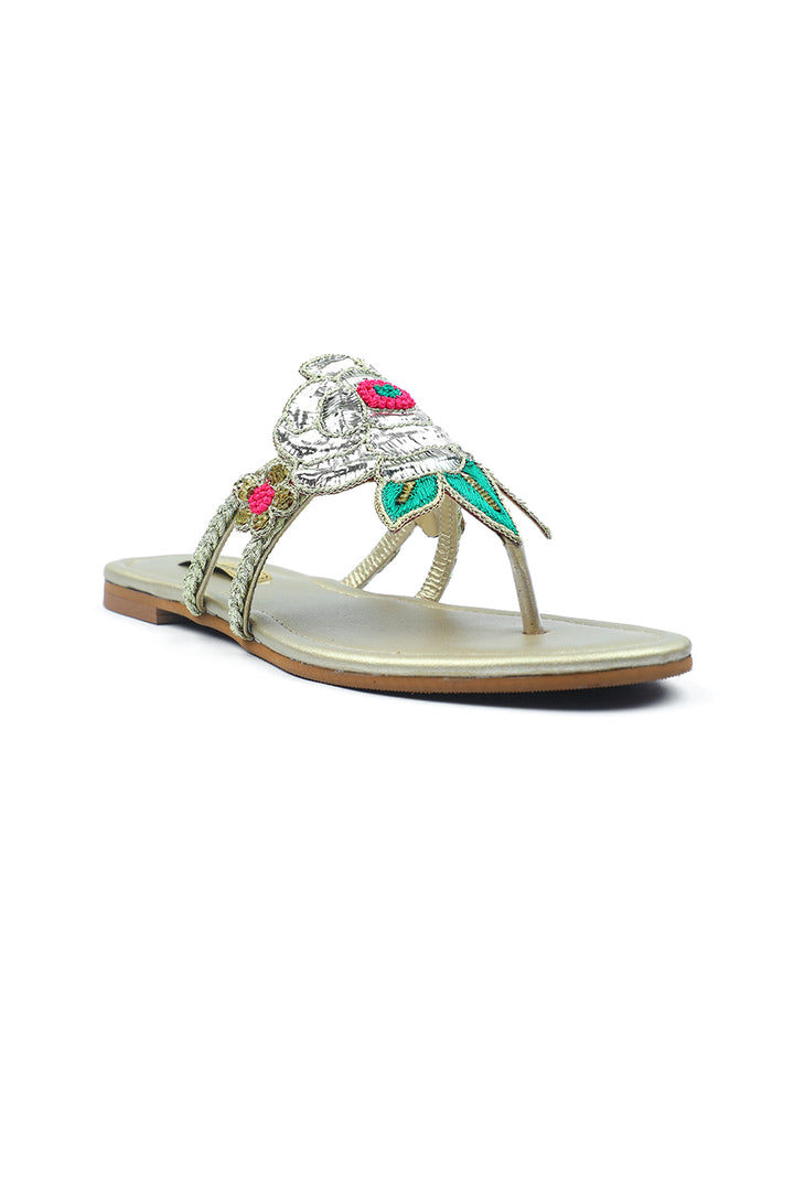 Embroidered Mukaish Chappals | Jhill Mill Gulab