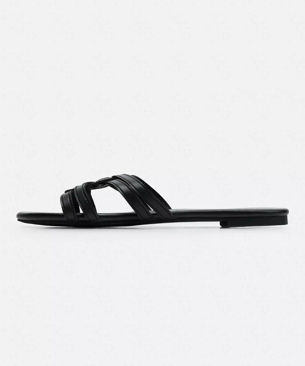 Faux Leather Slides