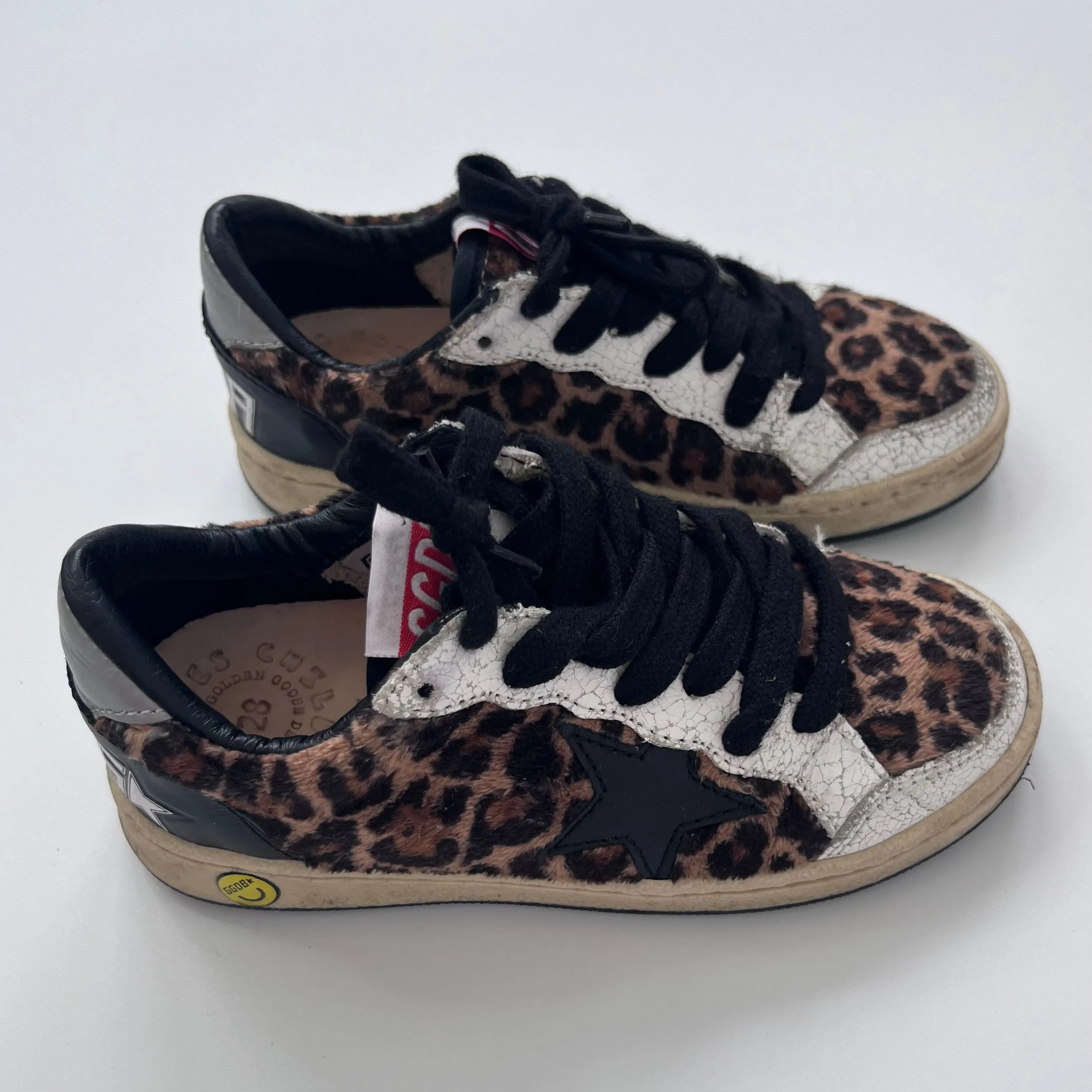 Golden Goose Leopard Print Faux Fur Sneakers: Size EU 28