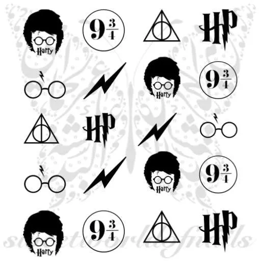 Harry Potter Nail Art Glasses bolt lightning Platform Water Decals