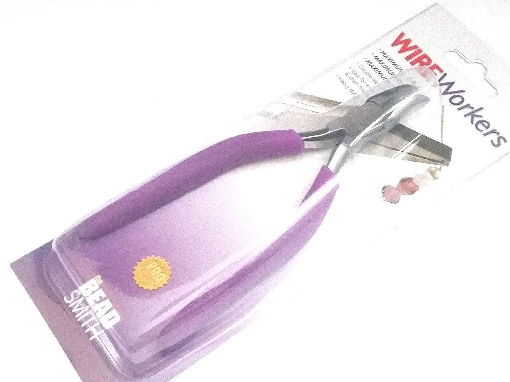 Heavy Duty Bent Nose Pliers, Purple Foam Cushion Grips, Beadsmith Brand, #PLW18