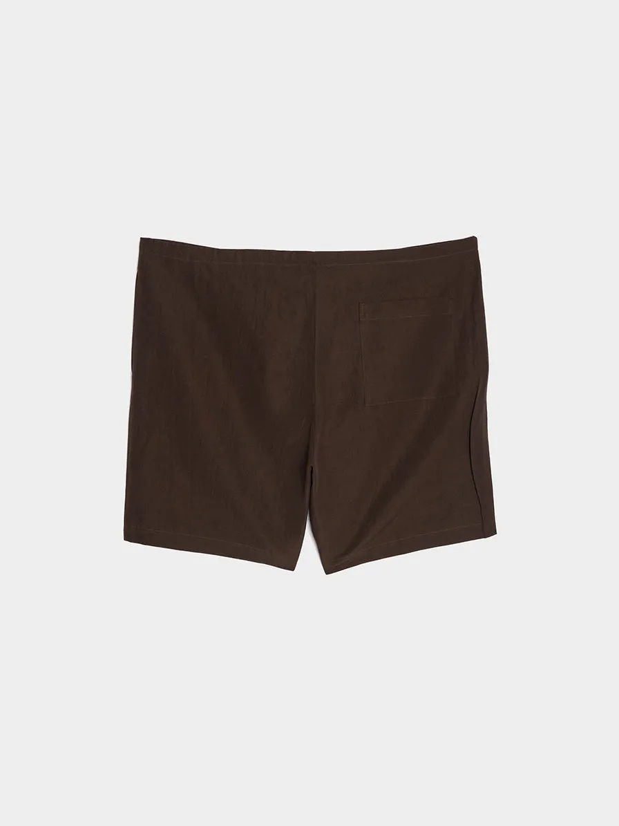 High Density Finx Linen Weather Easy Shorts, Dark Brown