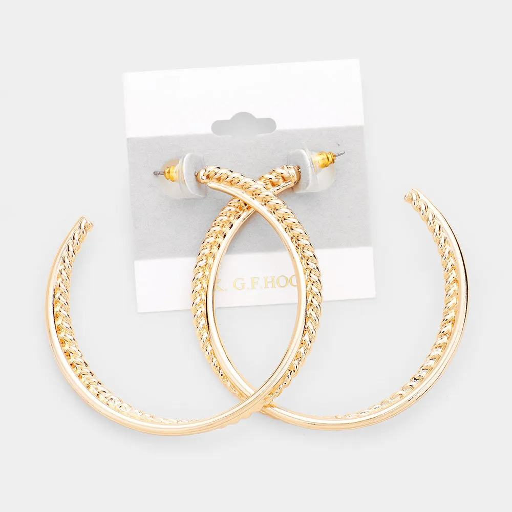 iLLASPARKZ Textured Open Circle Twist  Open Hoop Earrings