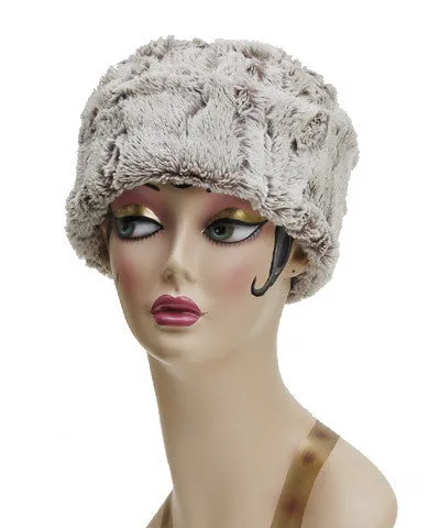 Khaki Luxury Faux Fur Cuffed Pillbox Hat