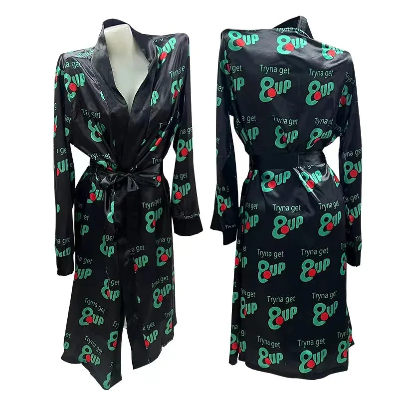 Luxury Silk Long Money Print Inspirational Robes