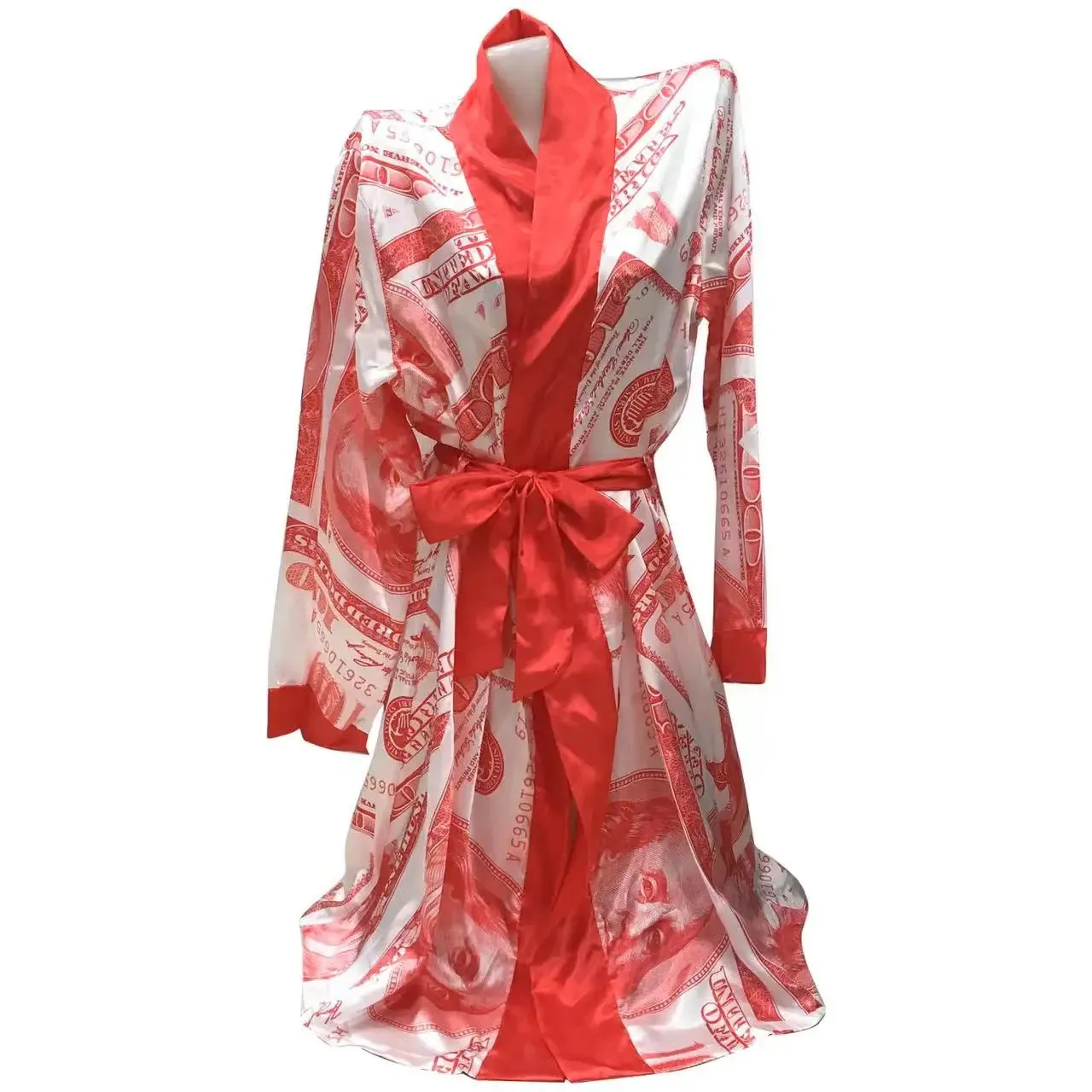 Luxury Silk Long Money Print Inspirational Robes