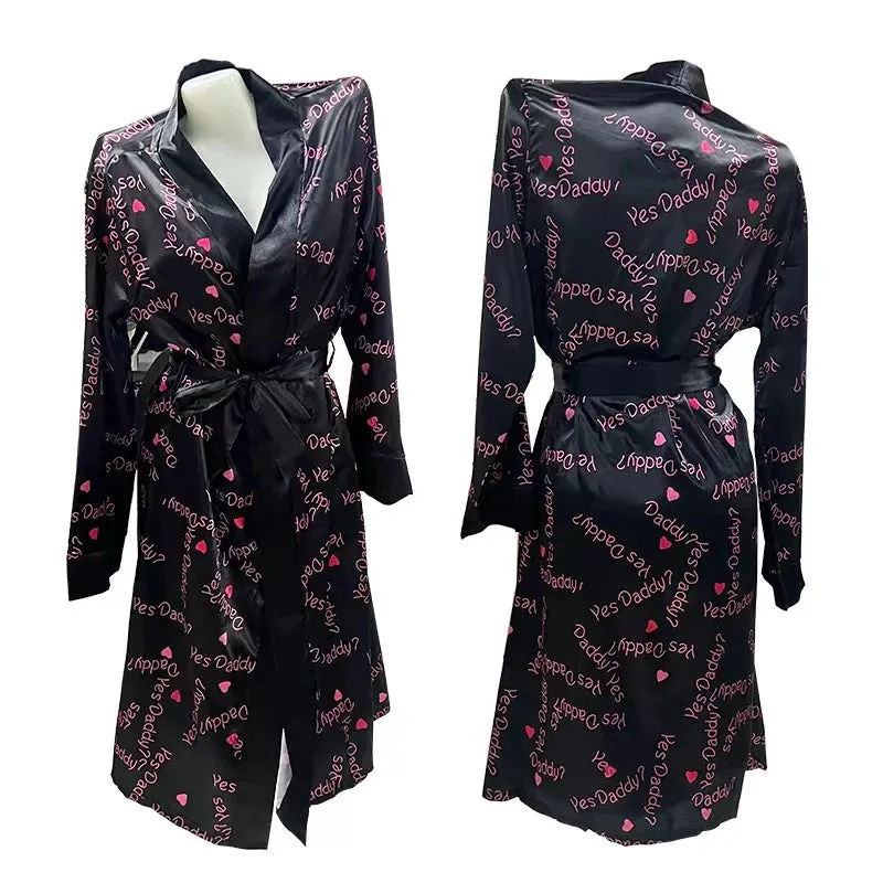 Luxury Silk Long Money Print Inspirational Robes