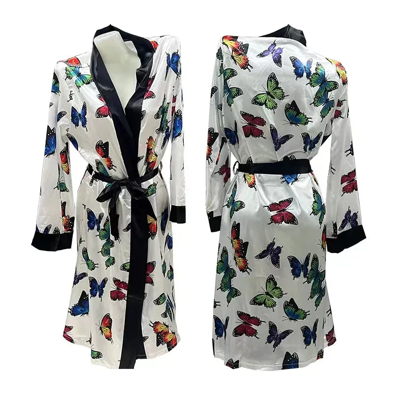 Luxury Silk Long Money Print Inspirational Robes