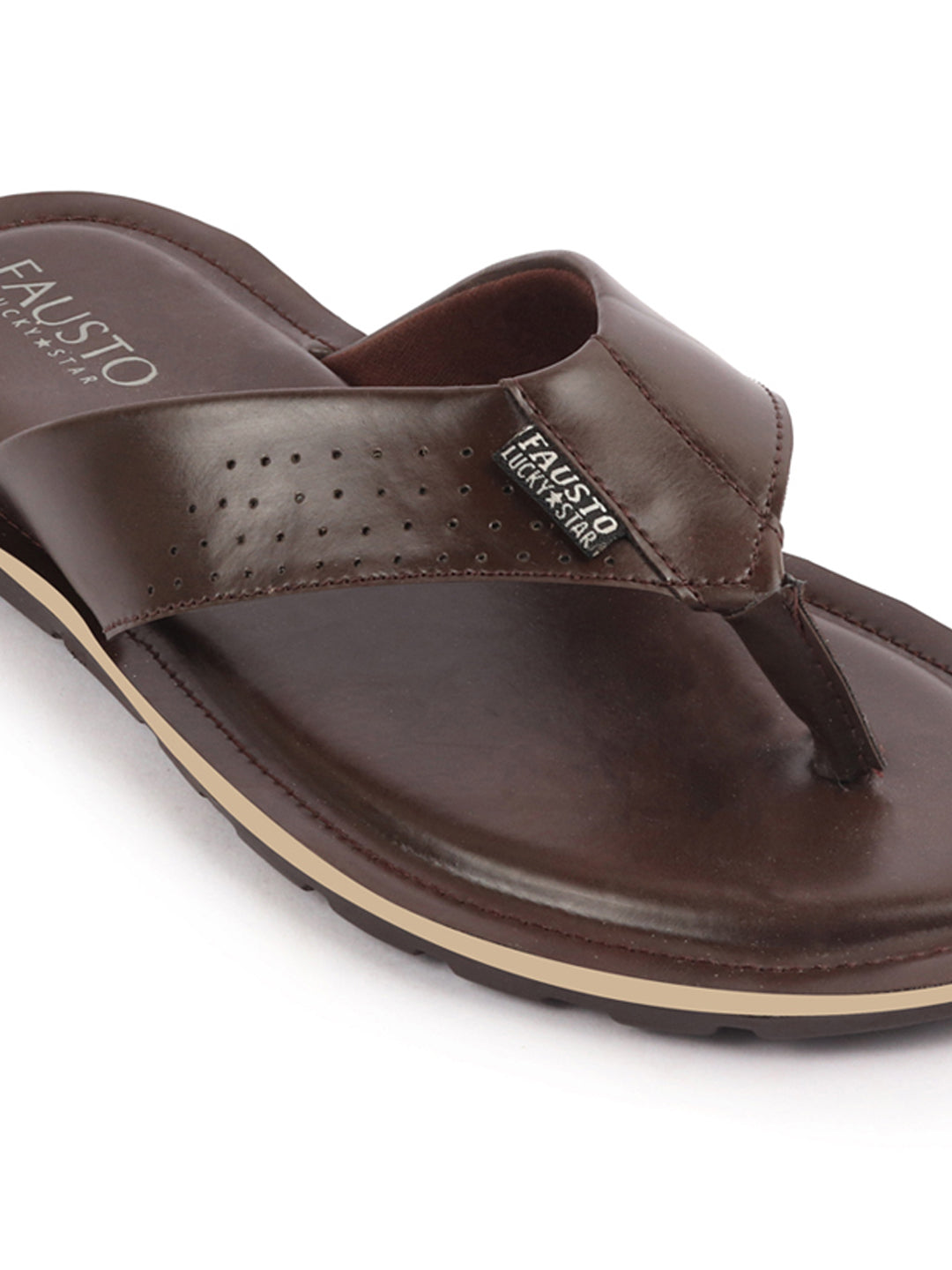 Men Brown Daily Indoor Outdoor Slip On Thong Slipper