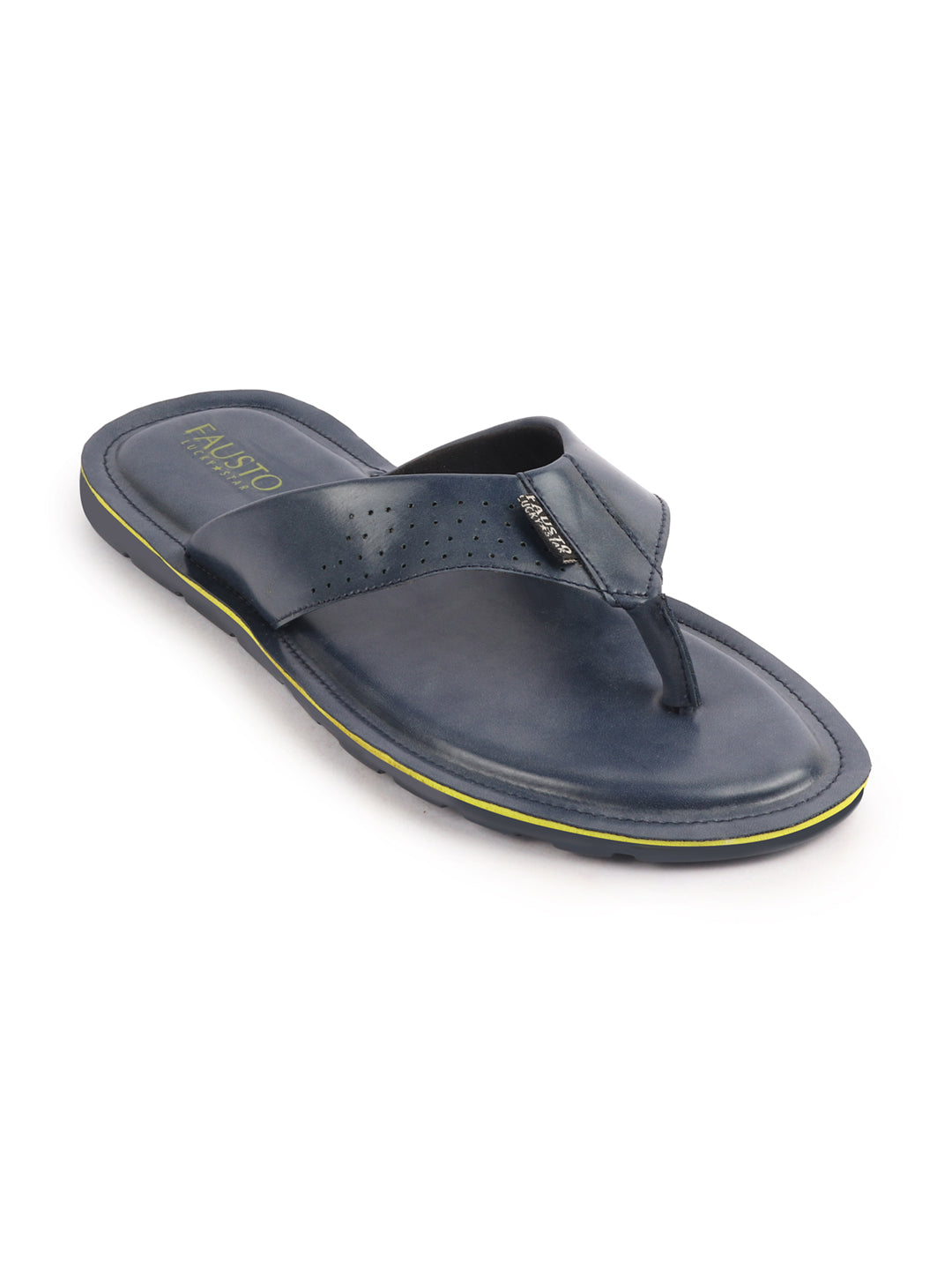 Men Navy Blue Daily Indoor Outdoor Slip On Thong Slipper