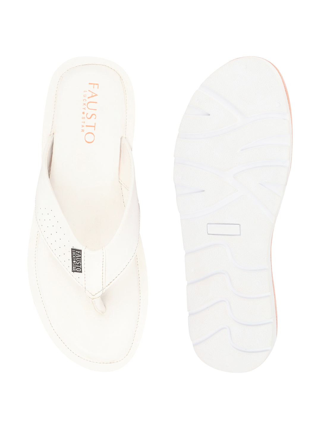 Men White Daily Indoor Outdoor Slip On Thong Slipper