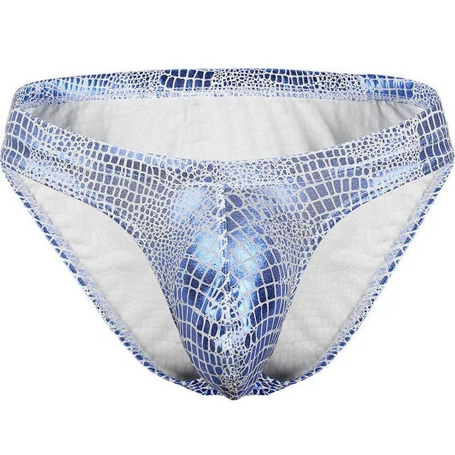 Men's Sexy Snake Skin Wild Low Waist Big Penis Pouch Underwear