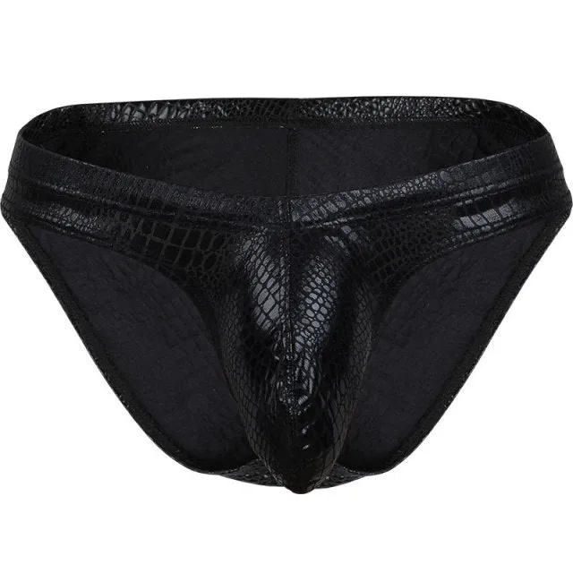 Men's Sexy Snake Skin Wild Low Waist Big Penis Pouch Underwear