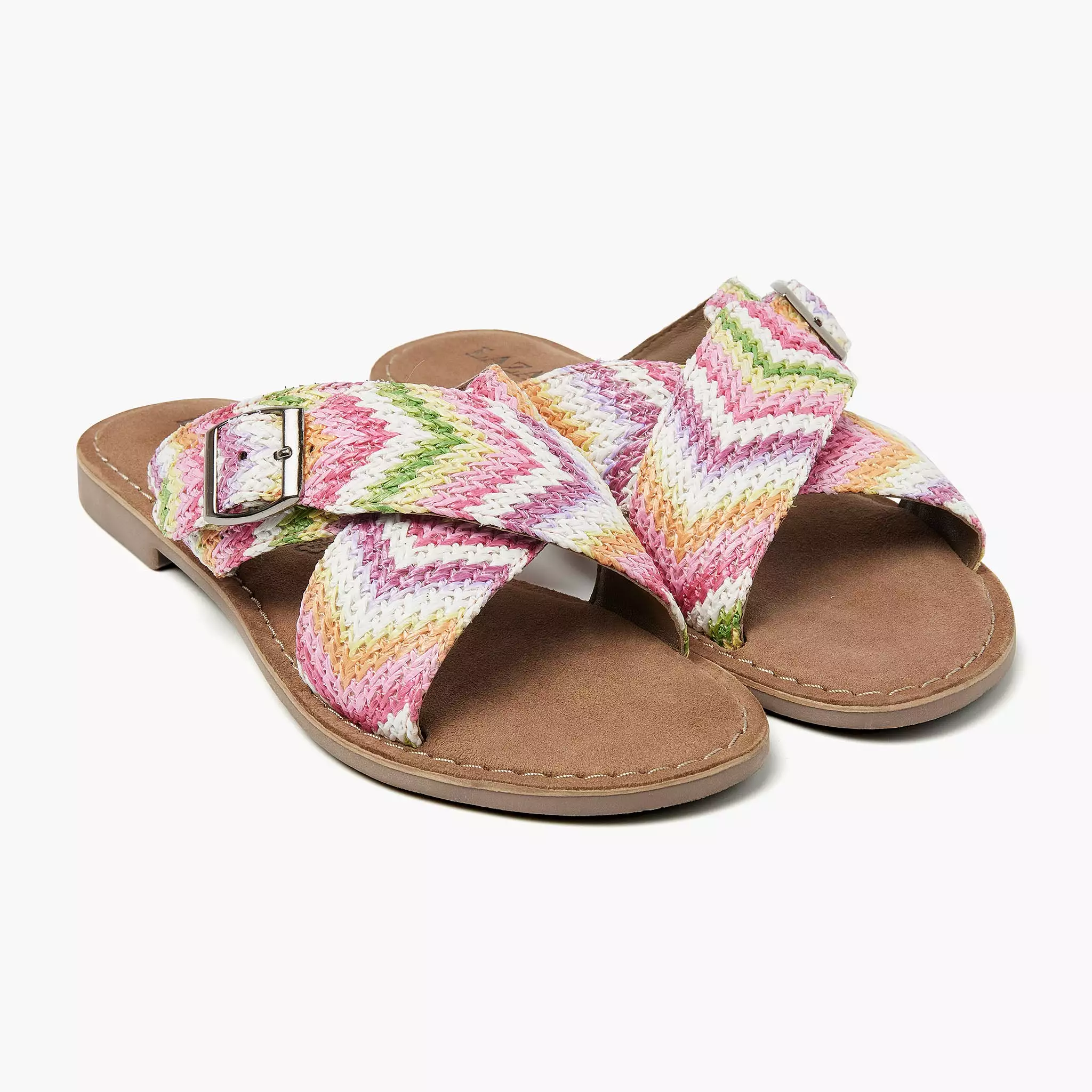 Mia Raffia Dames Slippers Pink