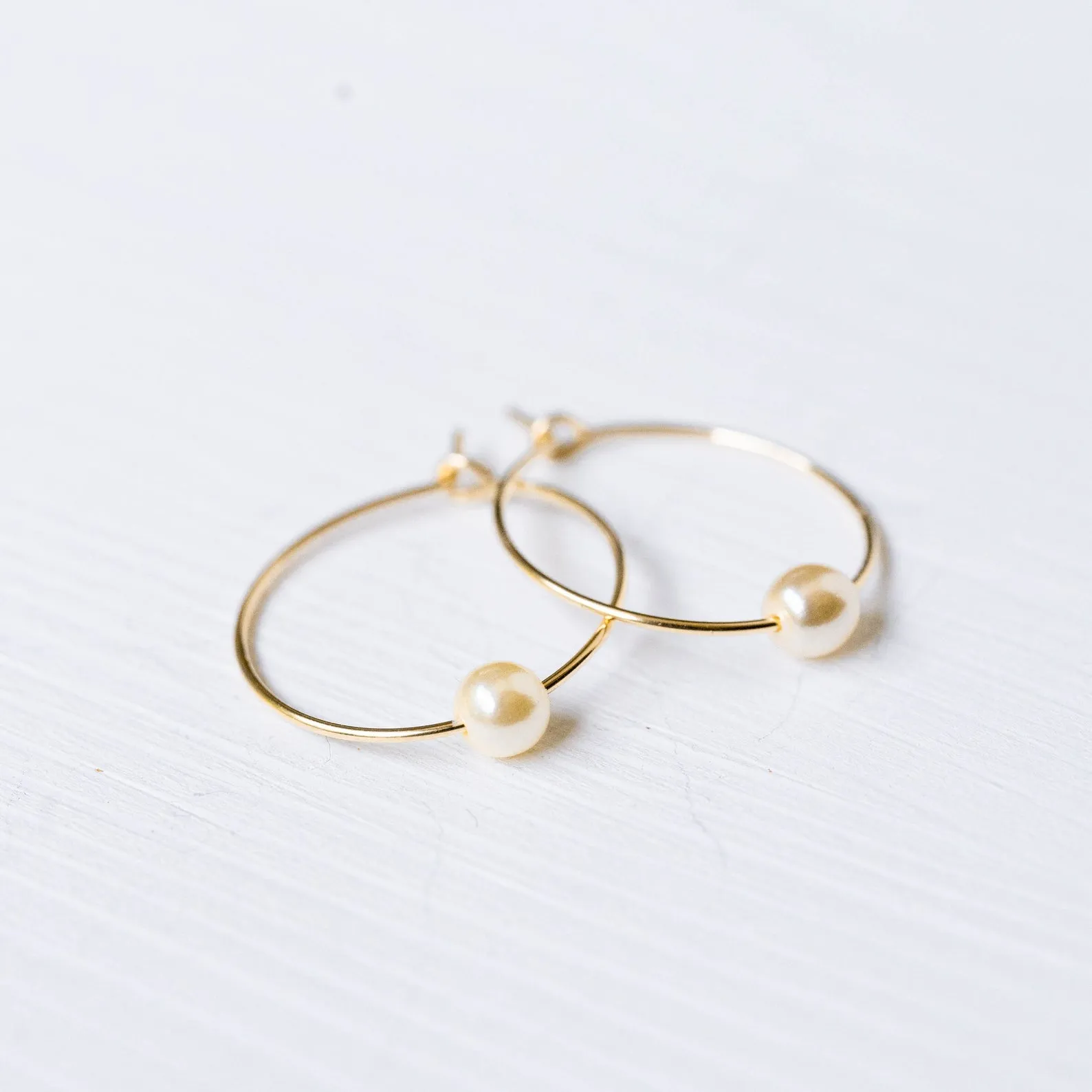 Mini pearl Gold Filled Hoops-WS