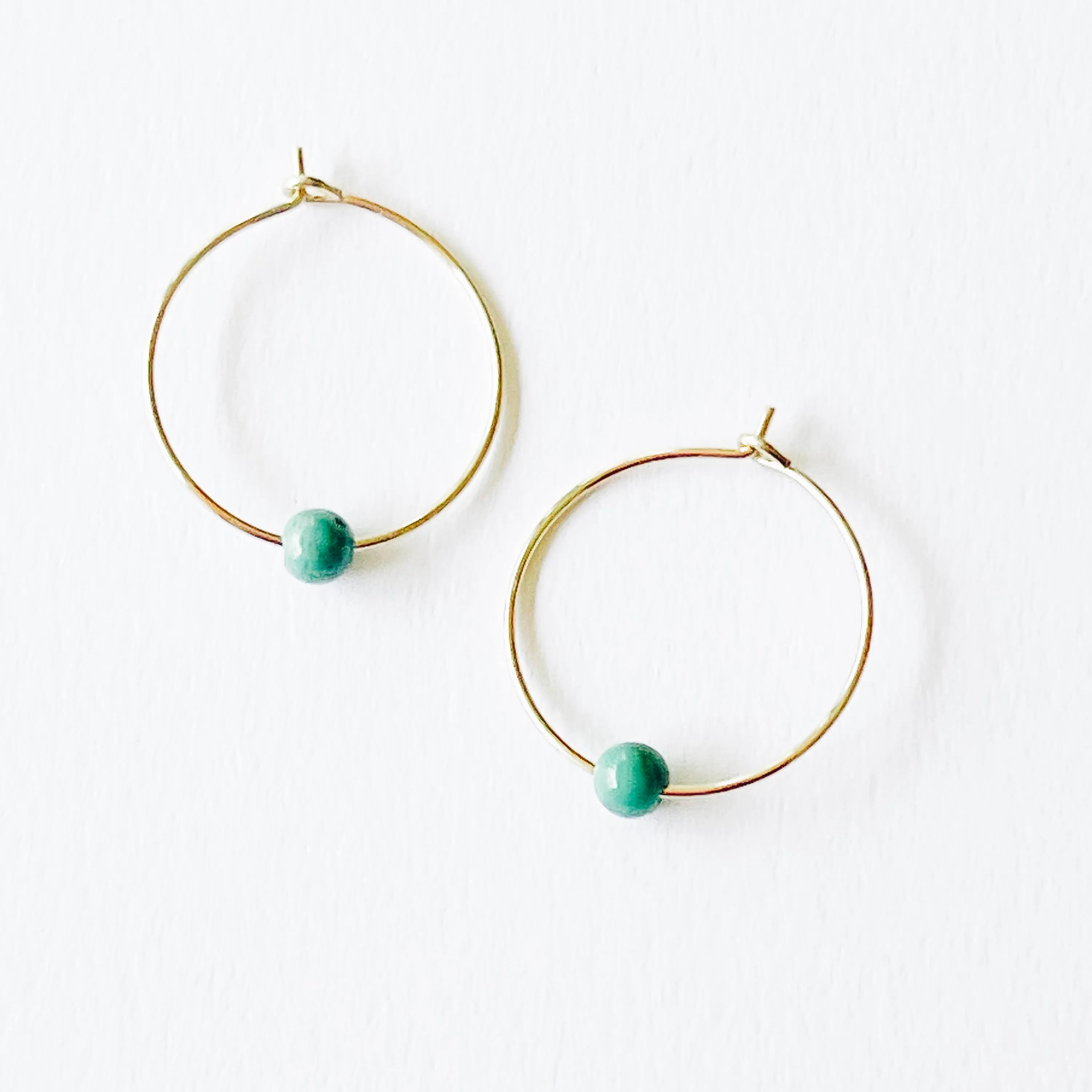 Mini Turquoise Gold Filled Hoops - WS