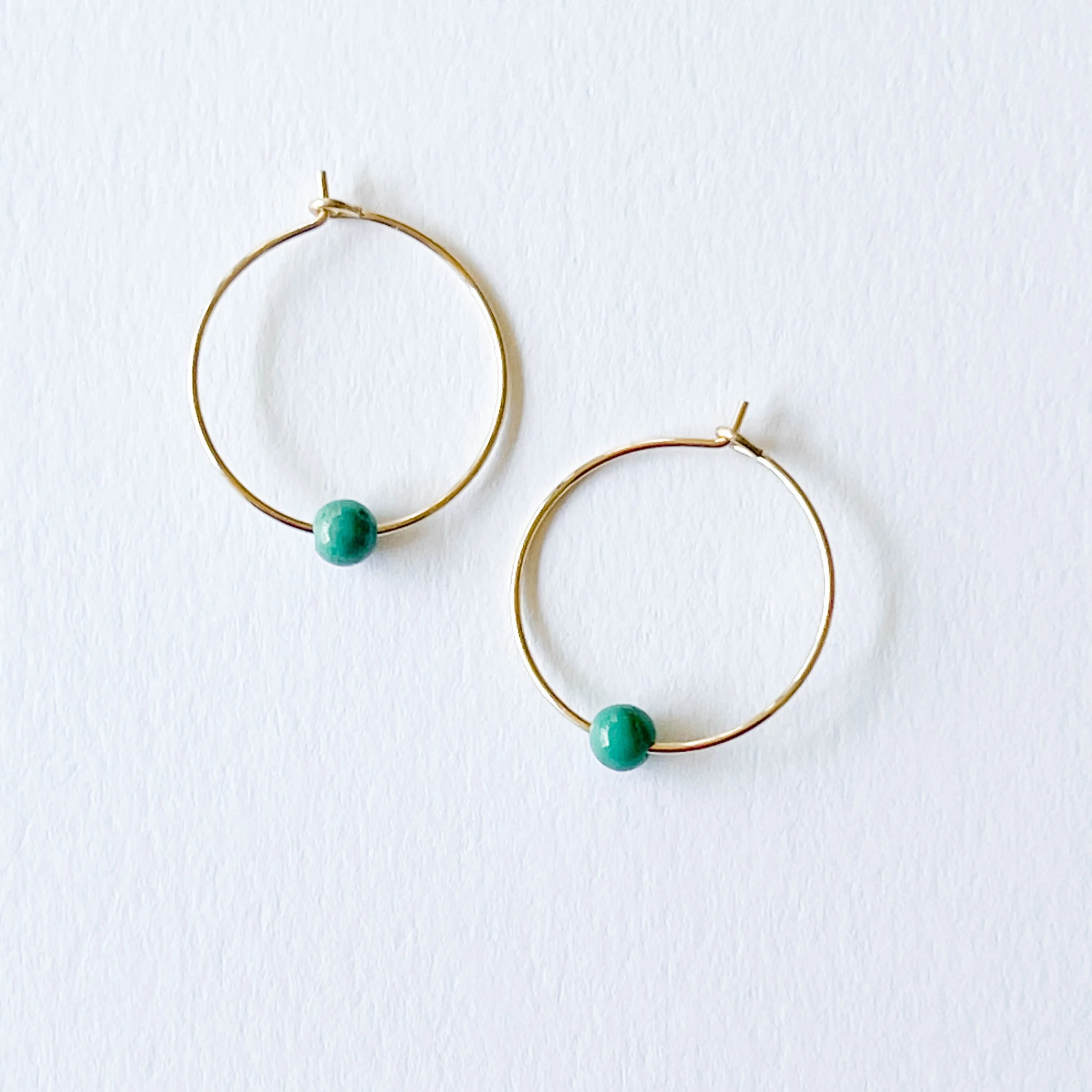 Mini Turquoise Gold Filled Hoops - WS