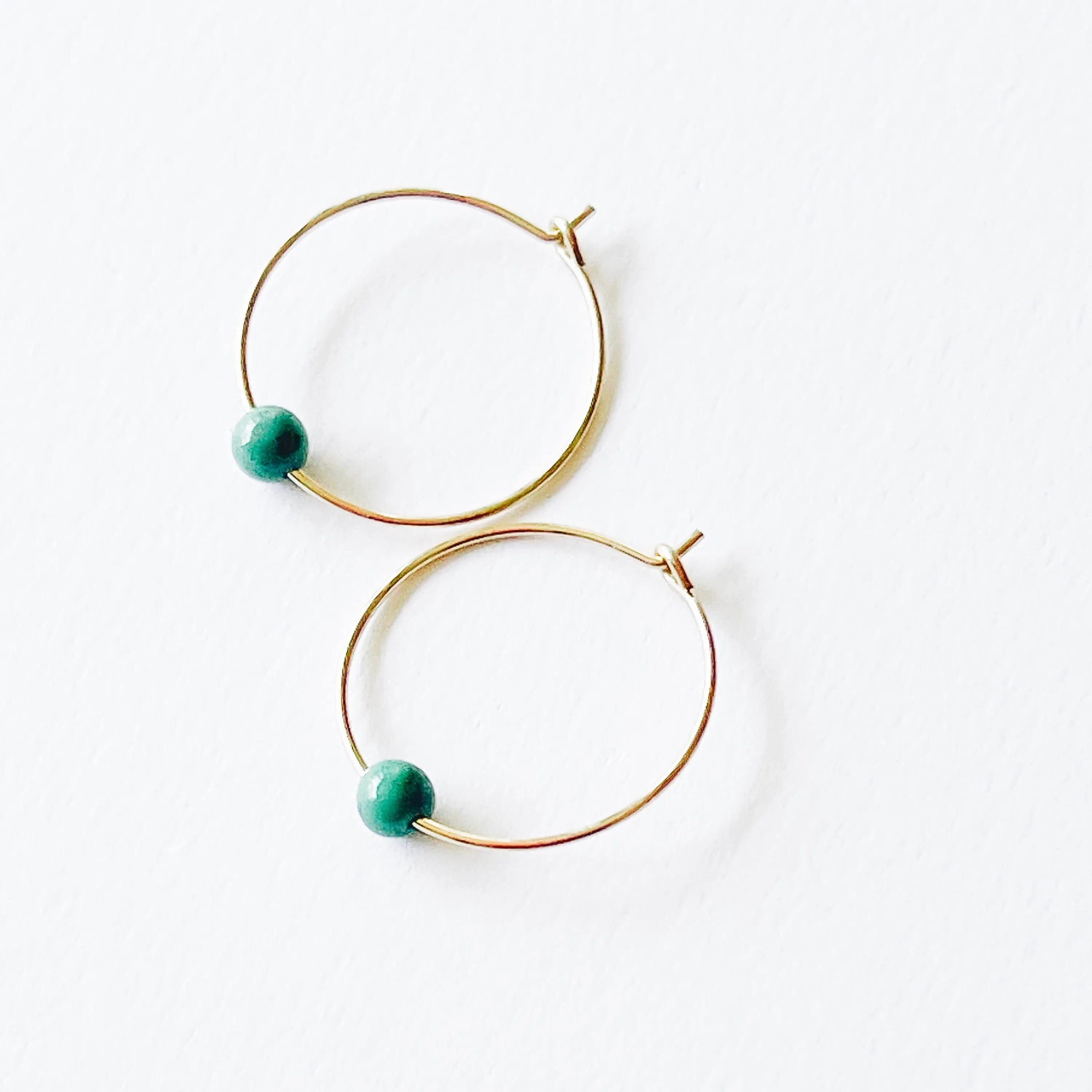 Mini Turquoise Gold Filled Hoops - WS