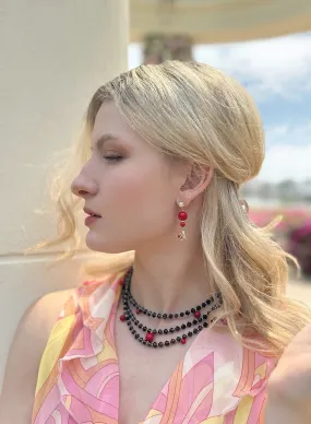 Multi-layers Garnet with Red Coral Statement Necklace JN007