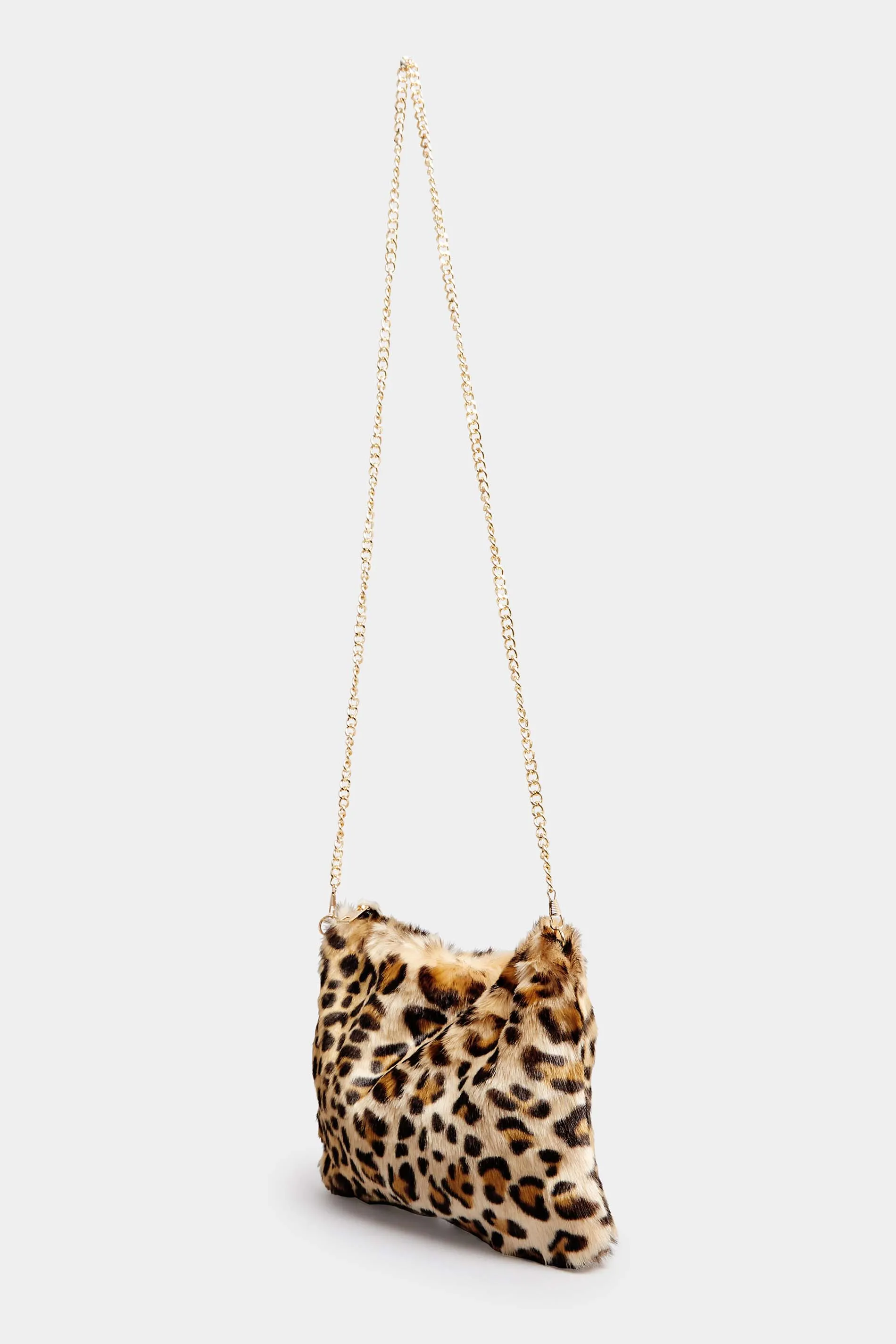 Natural Brown Leopard Print Faux Fur Bag