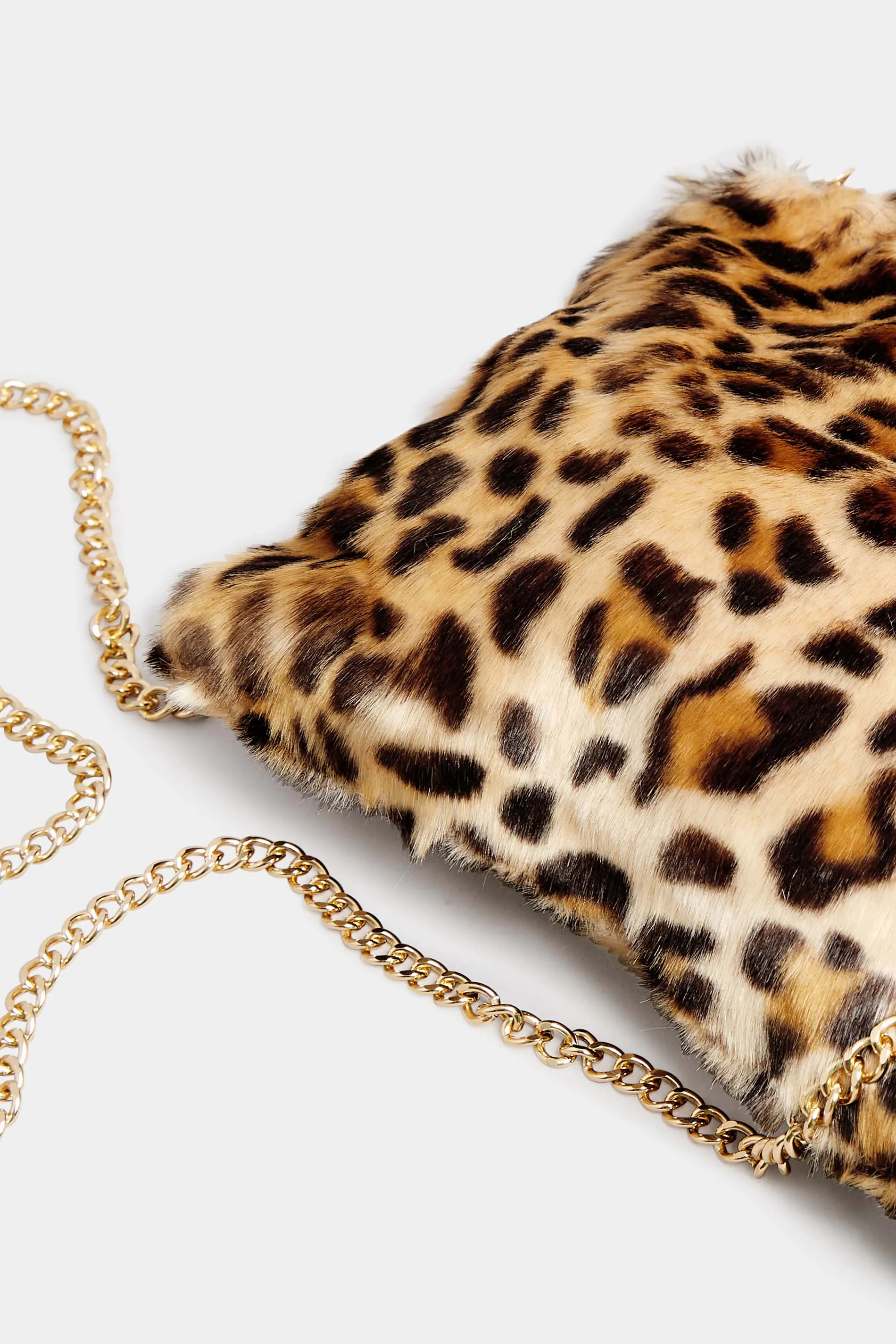 Natural Brown Leopard Print Faux Fur Bag