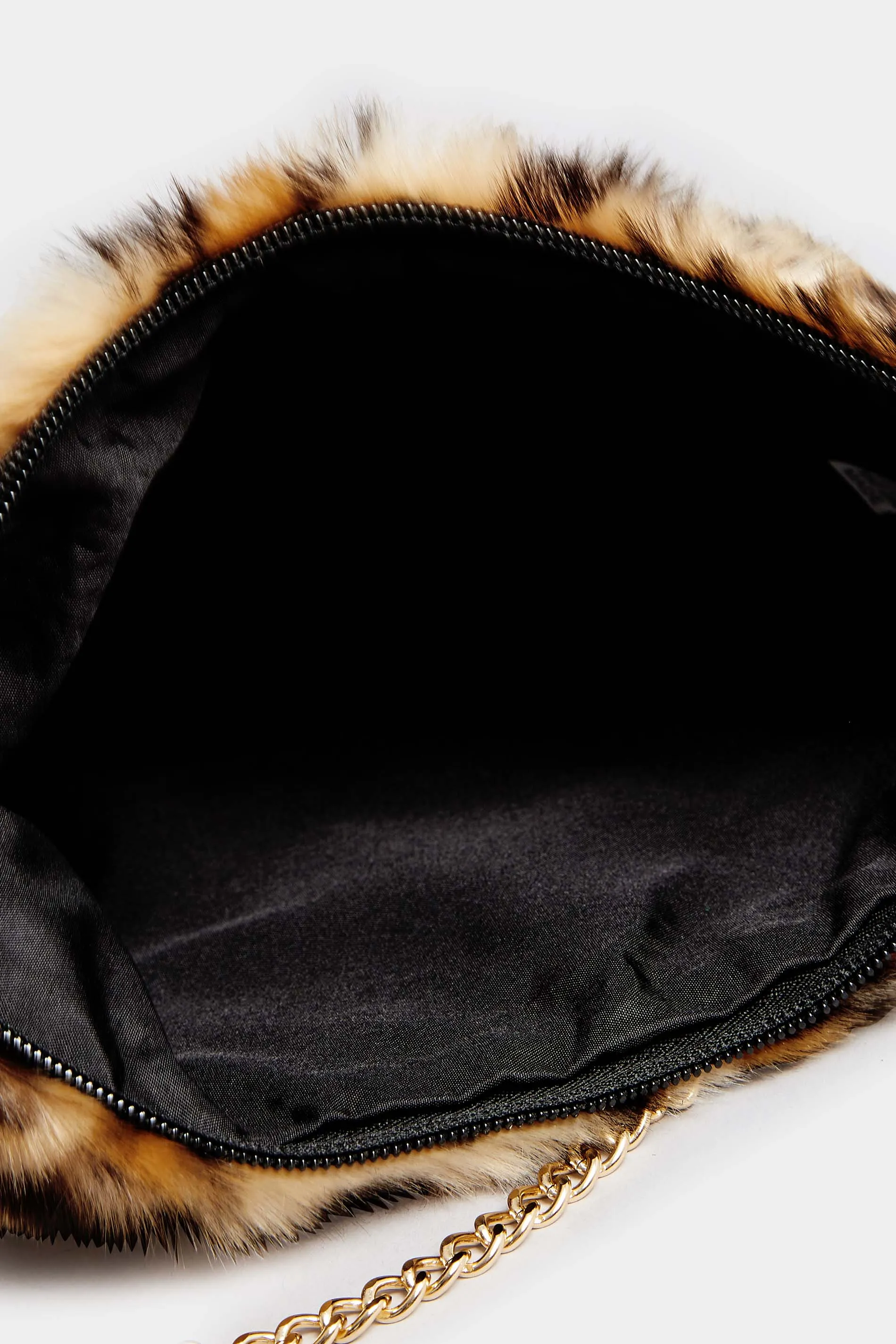 Natural Brown Leopard Print Faux Fur Bag