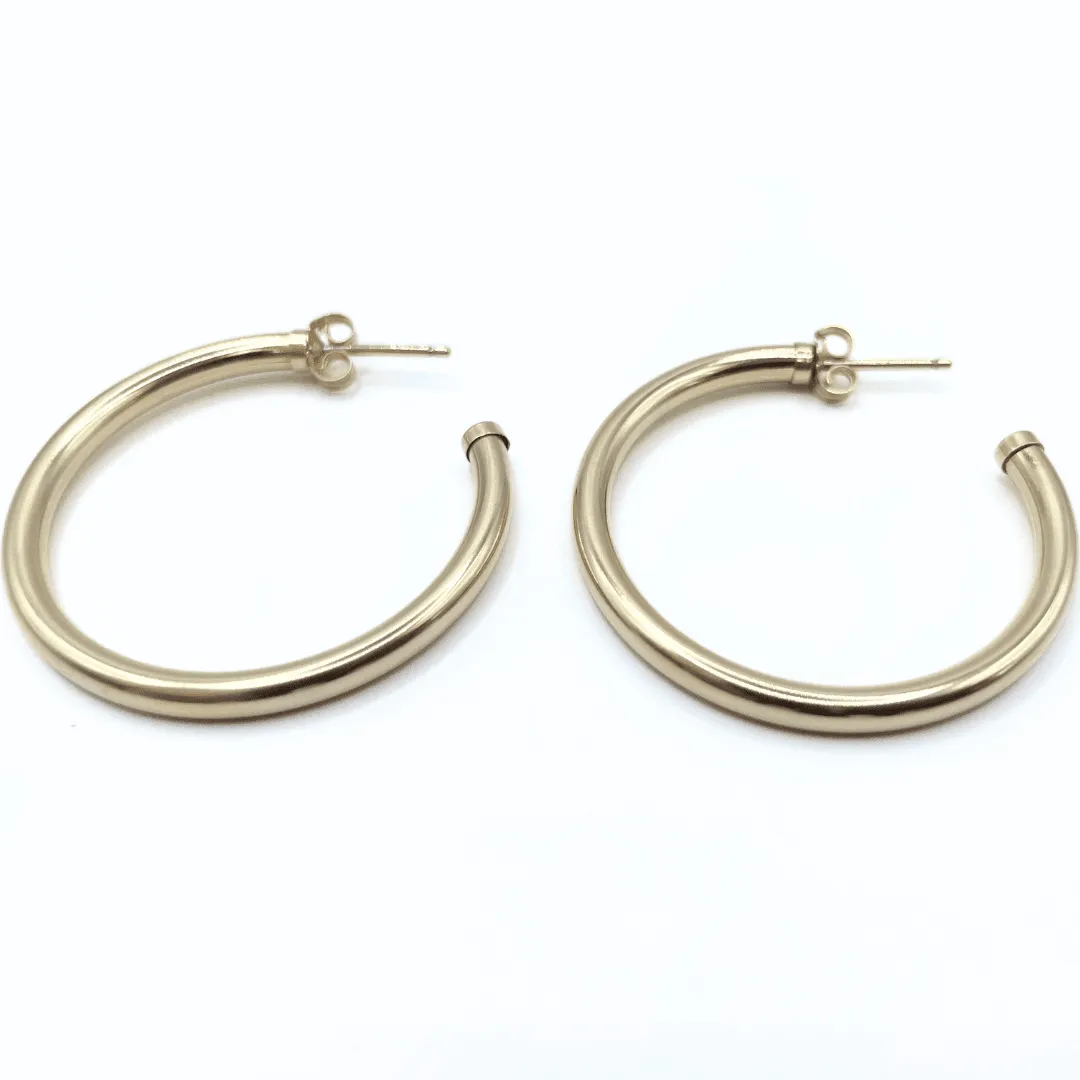 Paris 14K Gold-Filled Post Hoop Earrings - Waterproof