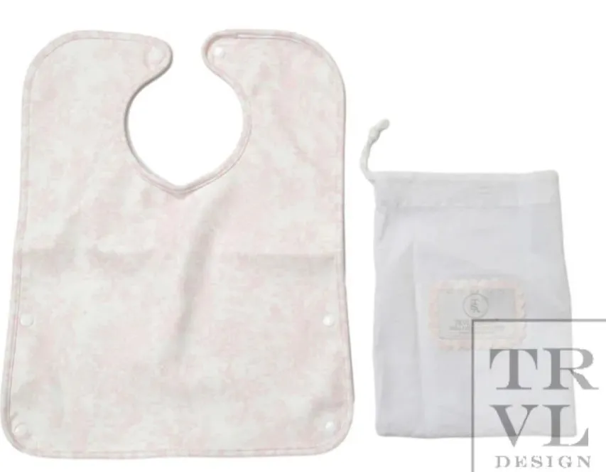 Pink Bunny Toile Bib