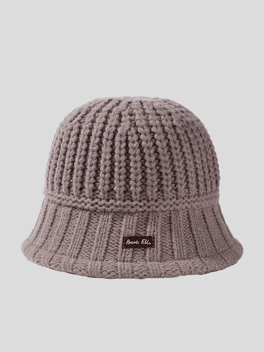 Pure Color Knitted Patch Warm Hat