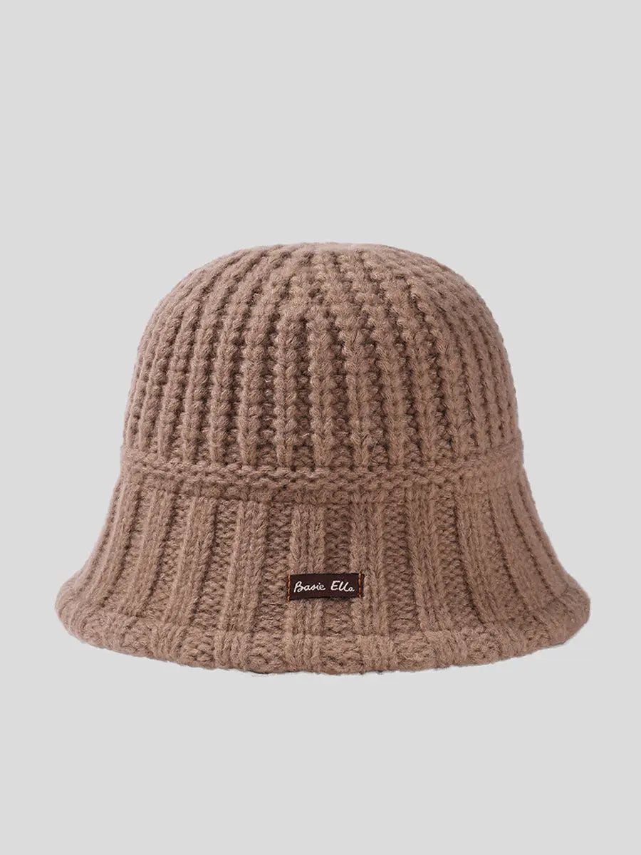 Pure Color Knitted Patch Warm Hat