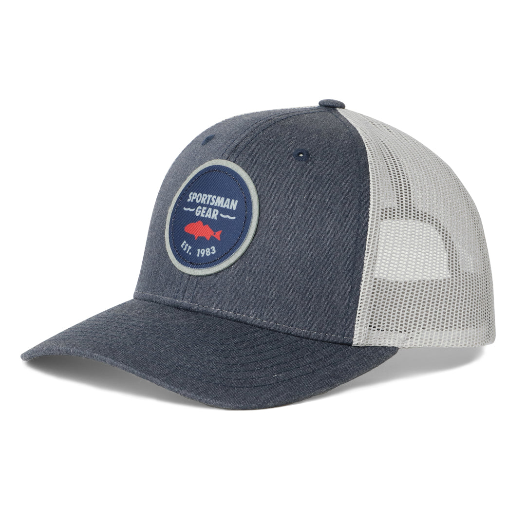 Redfish Patch Snapback Fishing Hat - Heather Grey/White