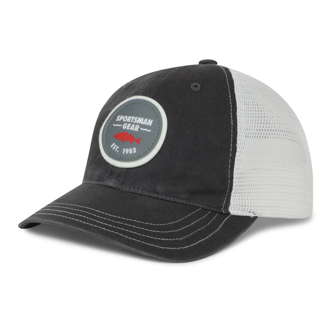 Redfish Patch Snapback Fishing Hat - Heather Grey/White