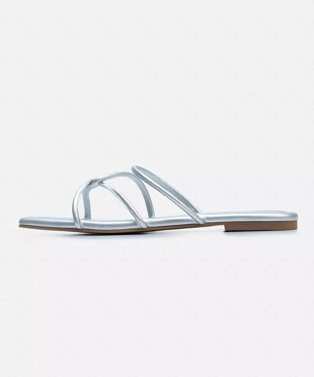 Silver Square-toe Flats