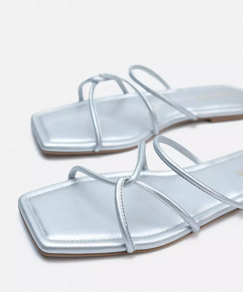 Silver Square-toe Flats