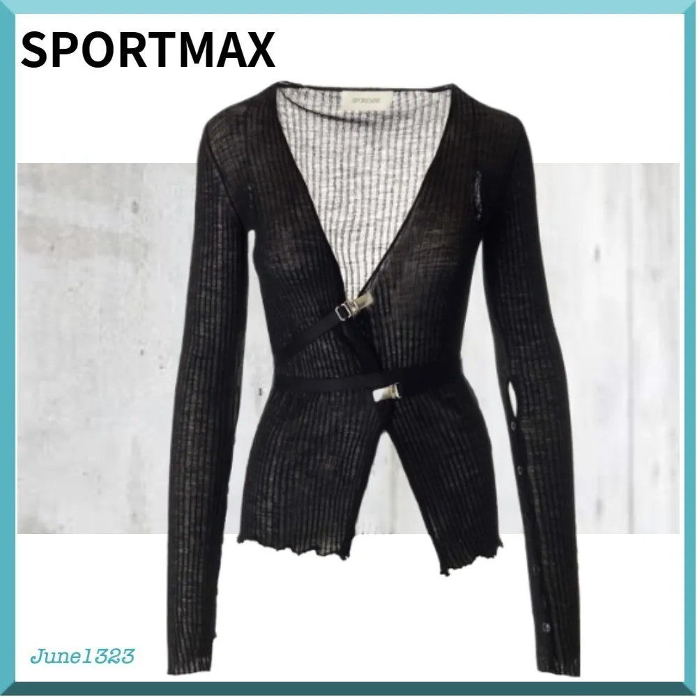 SPORT MAX  |Wool Plain Logo Cardigans