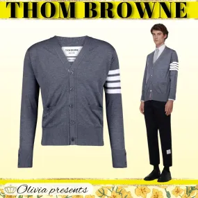 THOM BROWNE  |Stripes Wool Plain Designers Cardigans