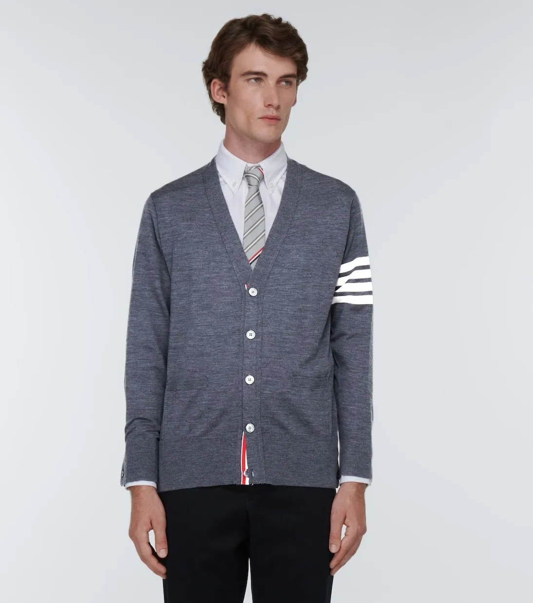 THOM BROWNE  |Stripes Wool Plain Designers Cardigans