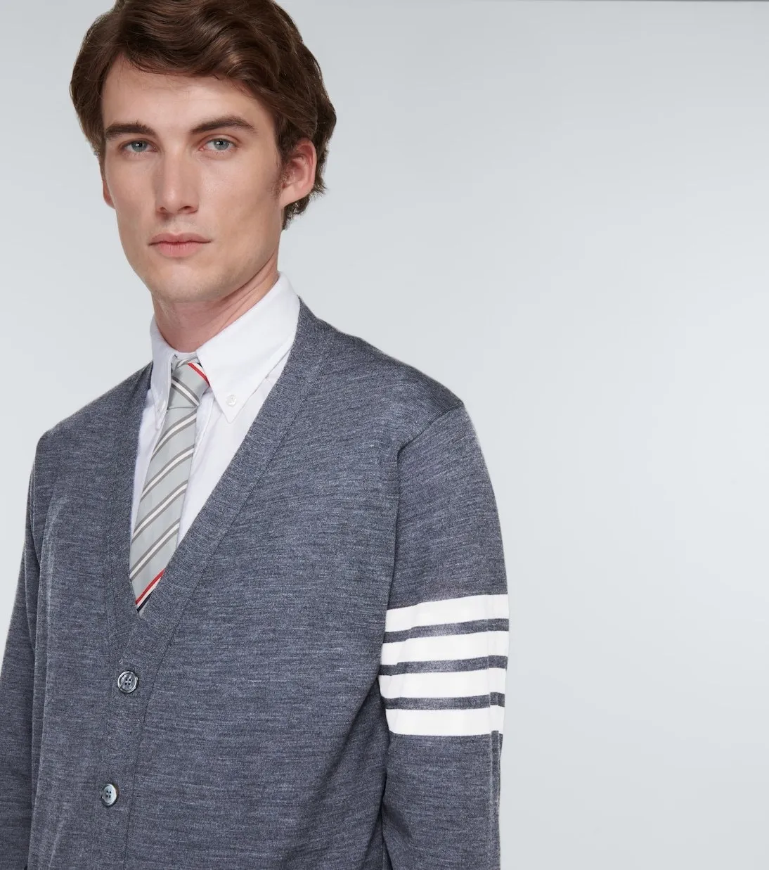 THOM BROWNE  |Stripes Wool Plain Designers Cardigans