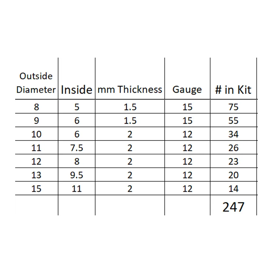 Ultra Heavy Duty Jump Ring Kit, Stainless Steel, 8mm to 15mm Diameter, 1.5 to 2mm thick, JRK 9UHC