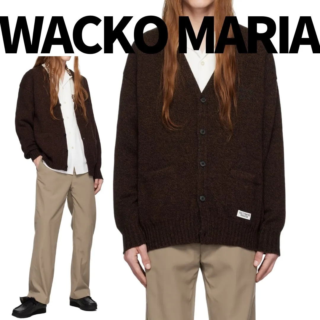 WACKO MARIA  |Wool Plain Logo Front Button Cardigans