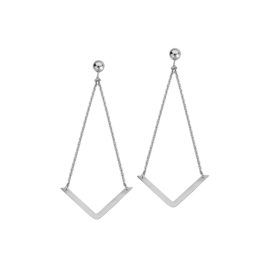 White Gold V Dangle Earrings