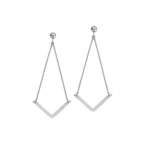 White Gold V Dangle Earrings