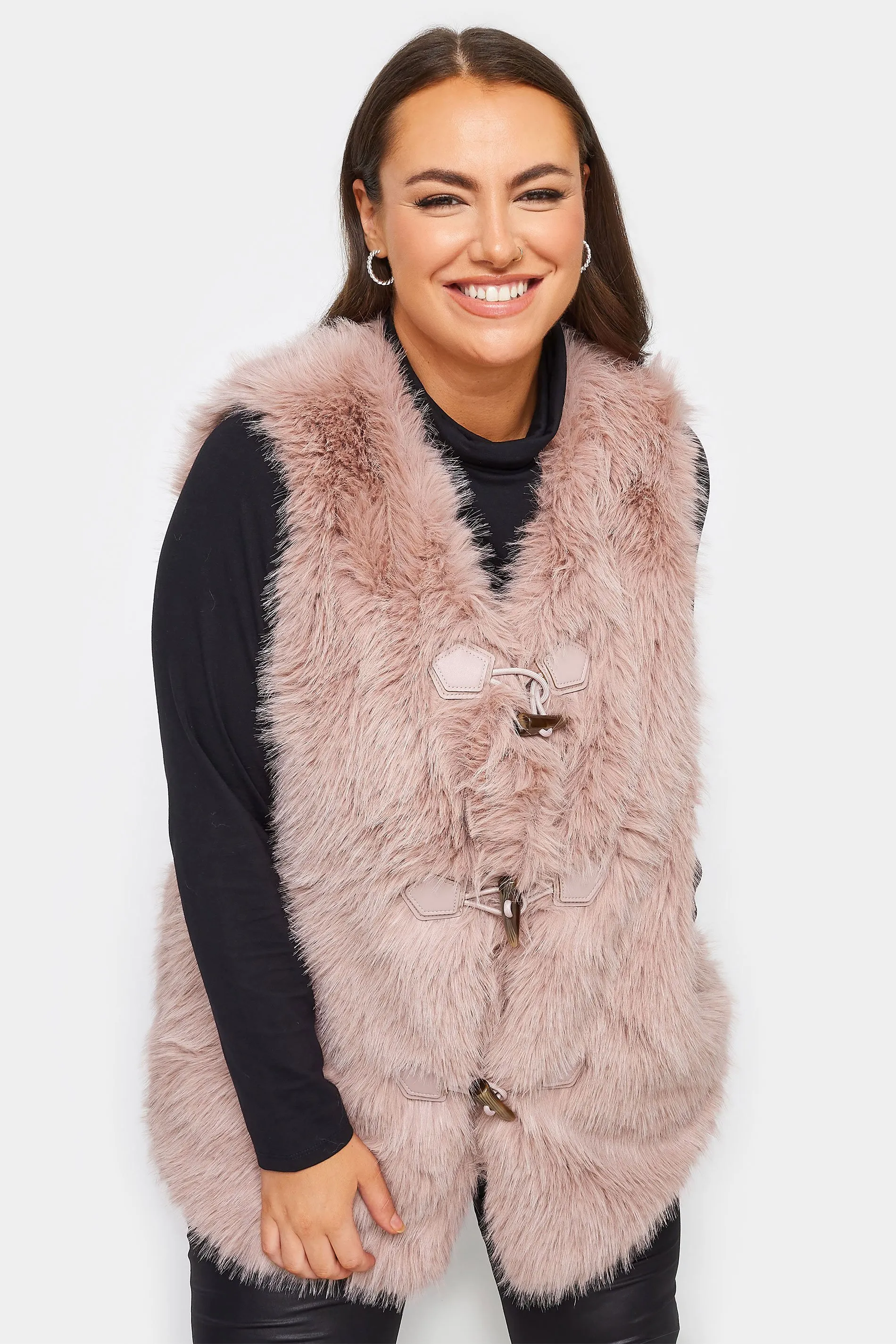 YOURS Curve Pink Faux Fur Gilet