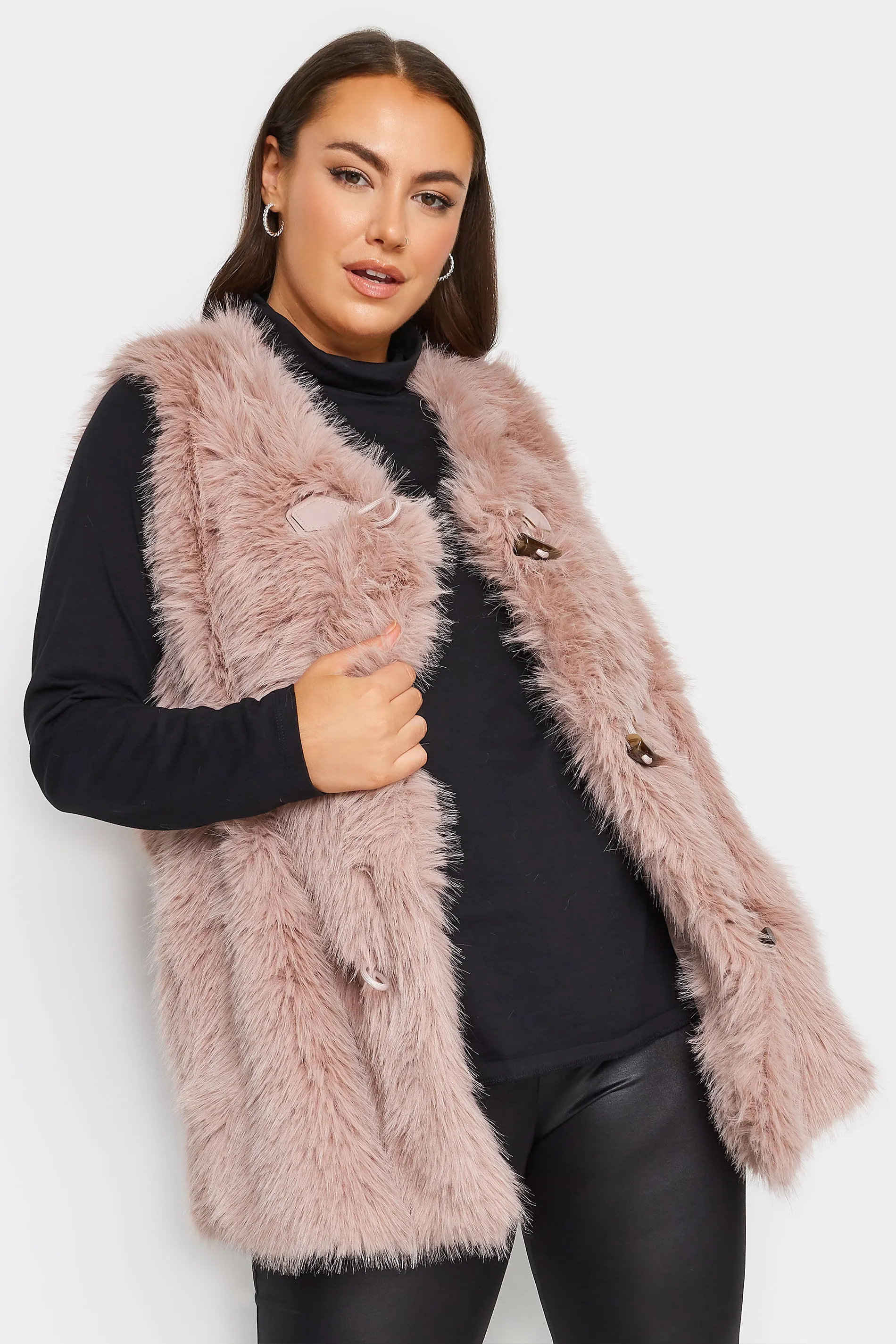 YOURS Curve Pink Faux Fur Gilet