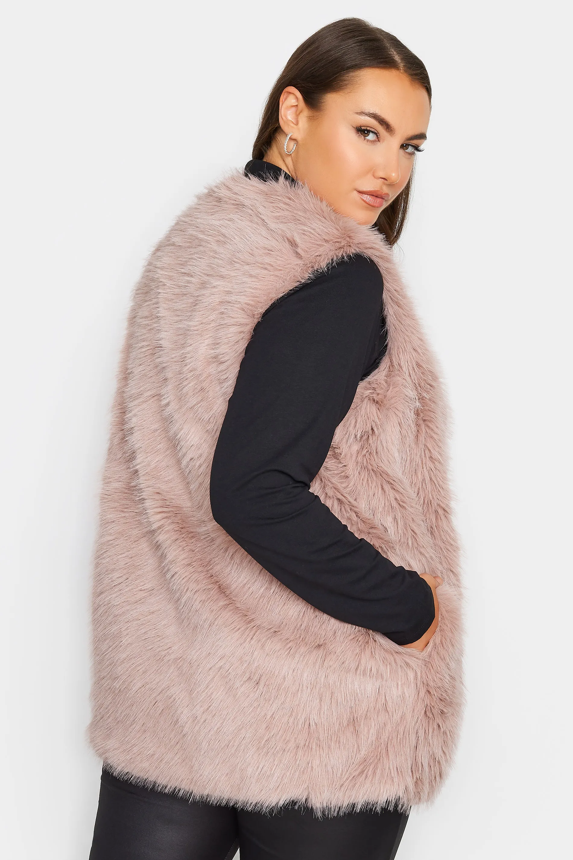 YOURS Curve Pink Faux Fur Gilet