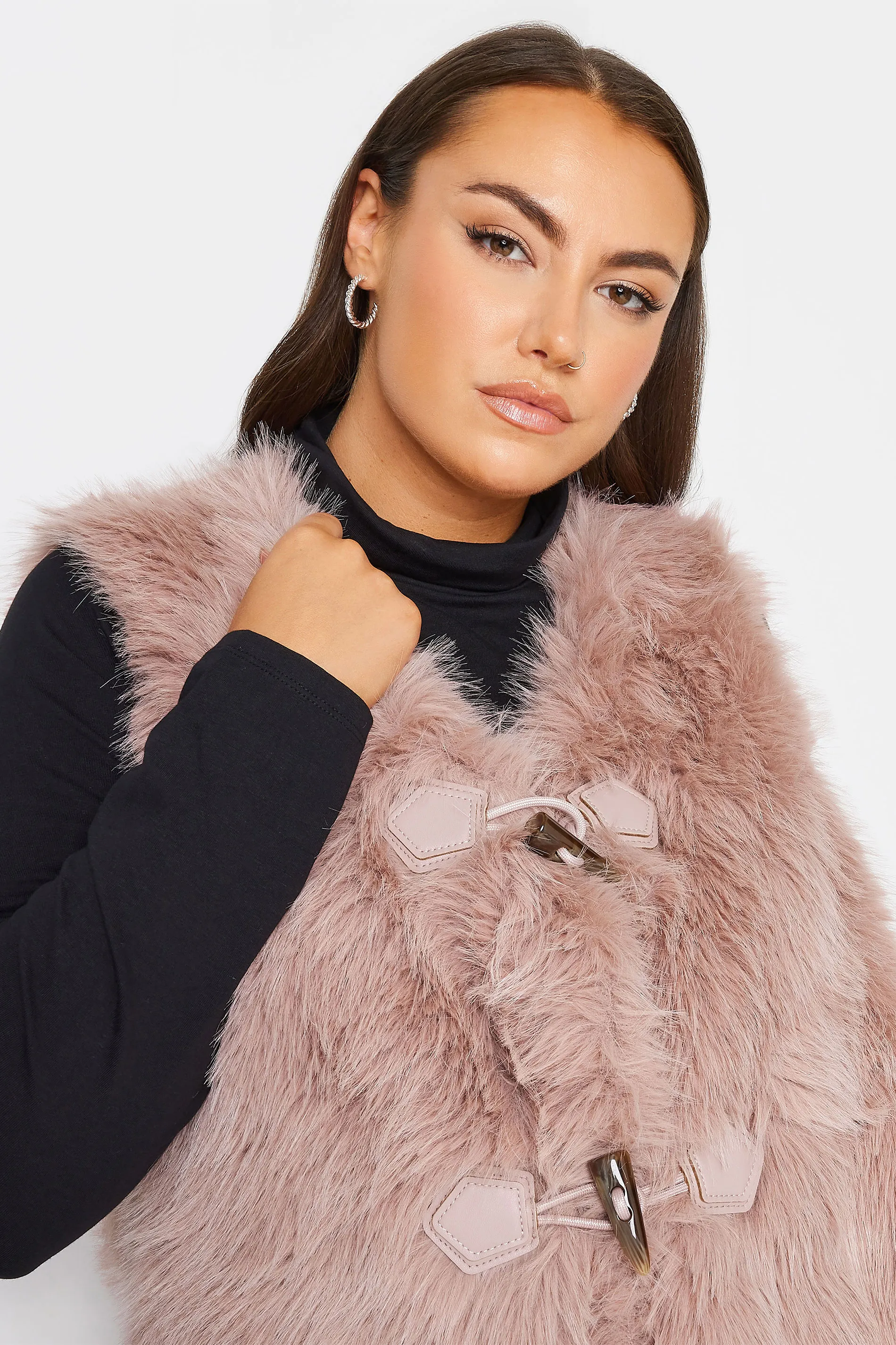 YOURS Curve Pink Faux Fur Gilet